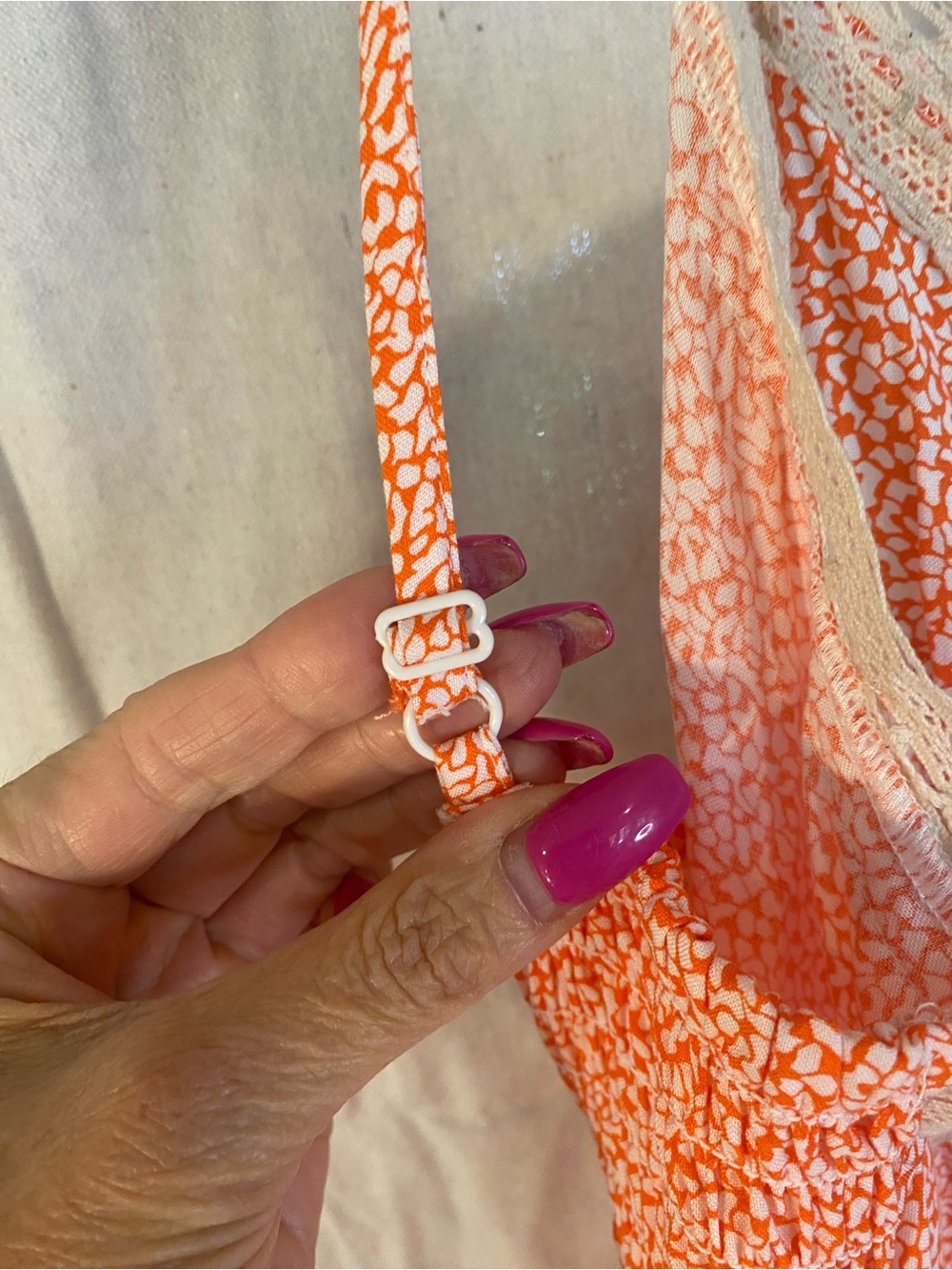 1. State Peach-Print Maxi Dress with Lace Trim - Picture 7 of 9